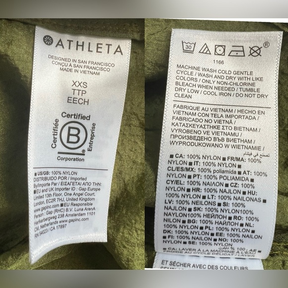 Athleta NWOT Lunar Sheen Shirt Crinkle Nylon Snap Front Jacket Olive Green XXS - Picture 9 of 12